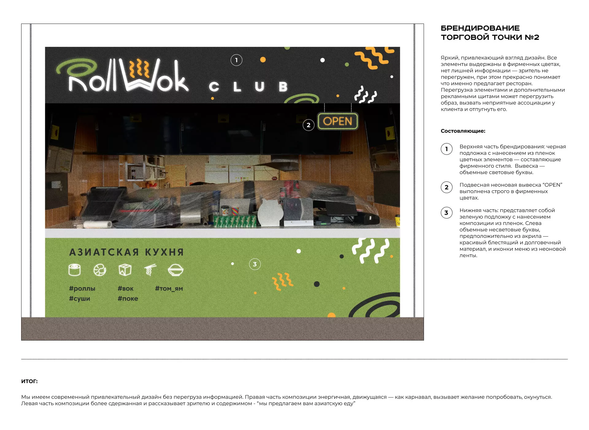 Брендирование торговых точек суши-бара «Roll Wok Club» в Крымске