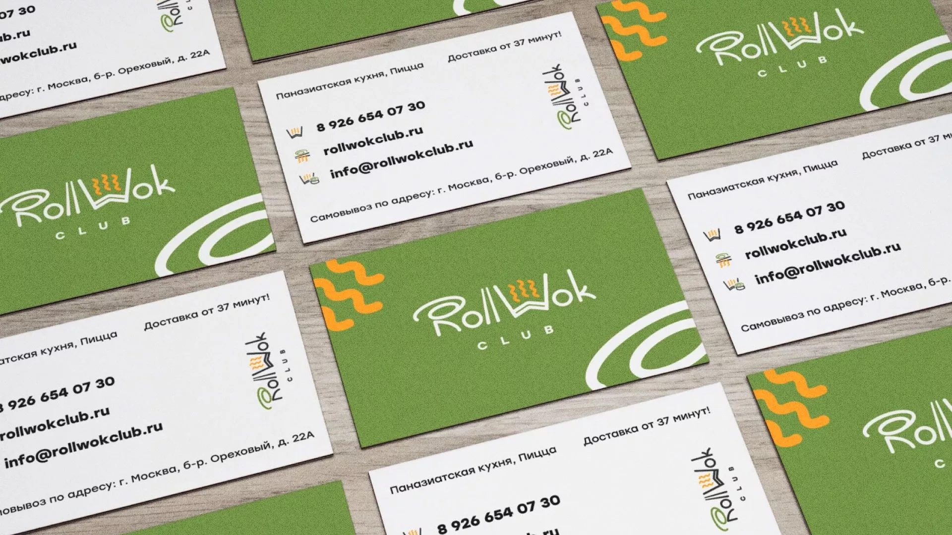 Разработка дизайна визиток суши-бара «Roll Wok Club» в Крымске